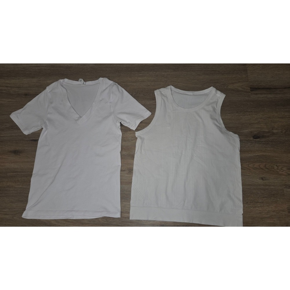 Athleta size S Seamless Top Ribbed Shirt Perforated Tank Gym White Lot Bundle